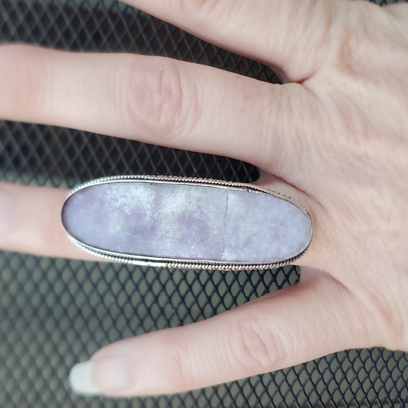 New Oversized Lepidolite 925 Silver Ring. - Picture 7 of 10